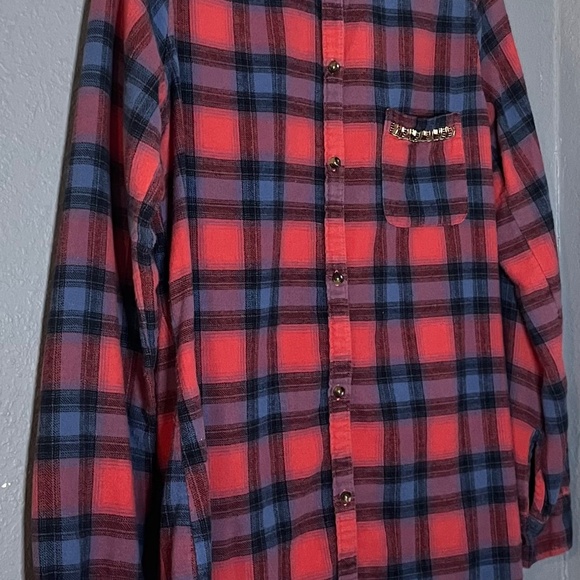Hollister Plaid Button Up Blouse Women’s Medium Beaded Chest Pocket Y2K - Picture 5 of 7